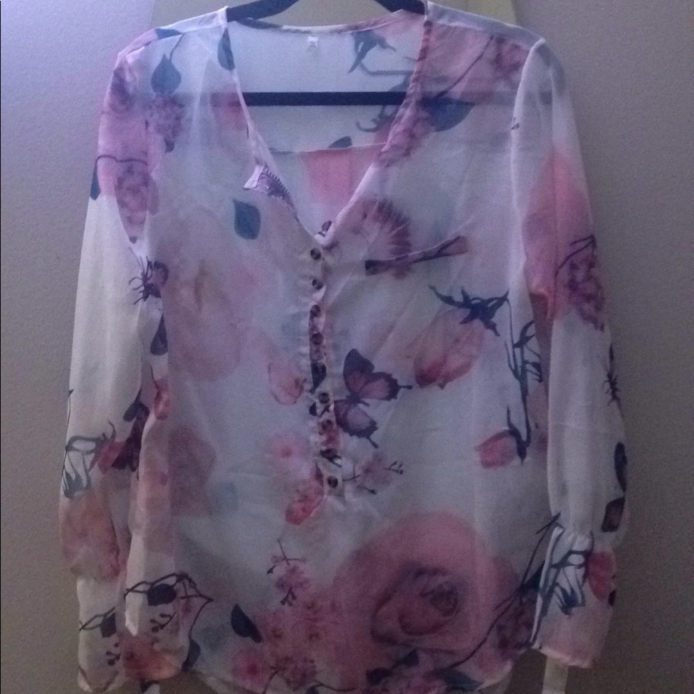 Beautiful white semi sheer blouse